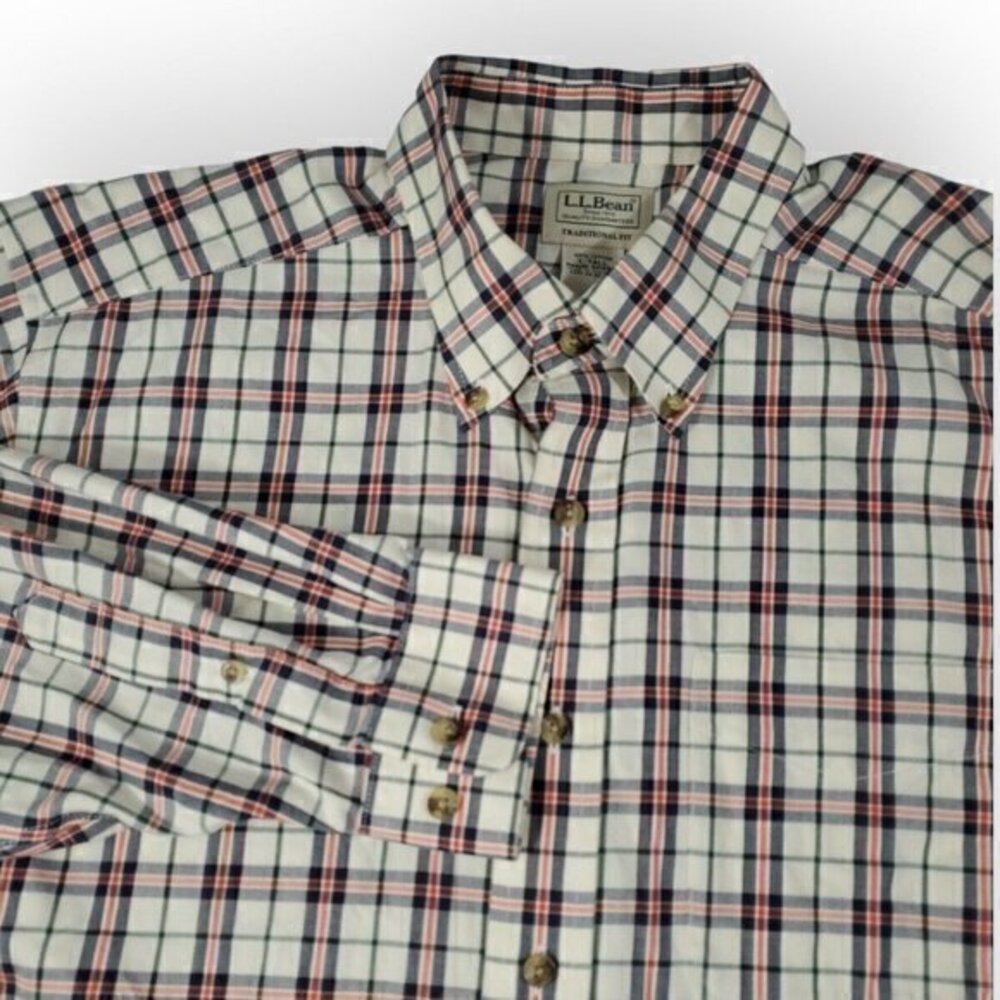 L.L. Bean Men's Large - TALL Traditional Fit 100% Cotton Long Sleeve Shirt